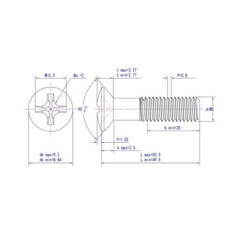 M5x50 Maskinskrue 10 stk Linsehode Syrefast A4