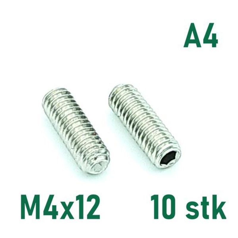 M4x12 Settskrue 10 stk Syrefast A4