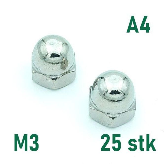 Hovedbilde M3 Hettemutter, vanlig 25 stk Syrefast A4