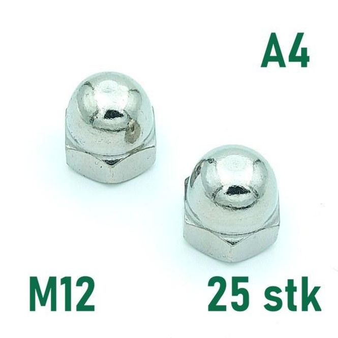 Hovedbilde M12 Hettemutter, vanlig 25 stk Syrefast A4
