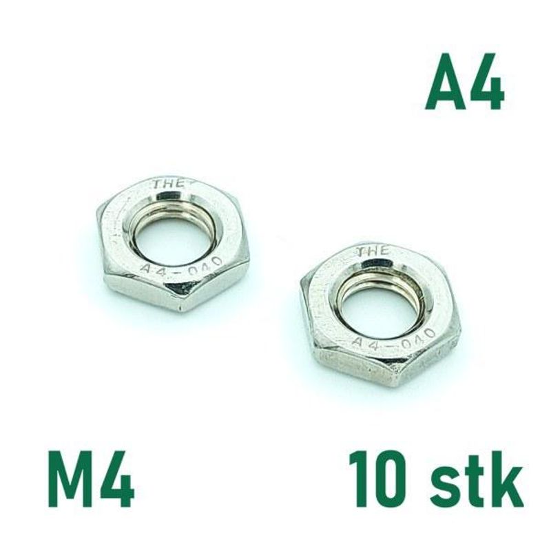 M4 Mutter lav 10 stk  Syrefast A4